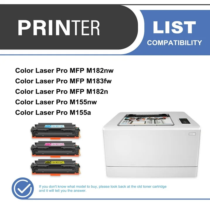 215A W2310A Toner Cartridge 3-Pack Compatible for HP 215A W2310A Toner Cartridges for Color Laser Pro M155, Color Laser Pro MFP M182, M183 Series Printer (1 Cyan, 1 Magenta, 1 Yellow)