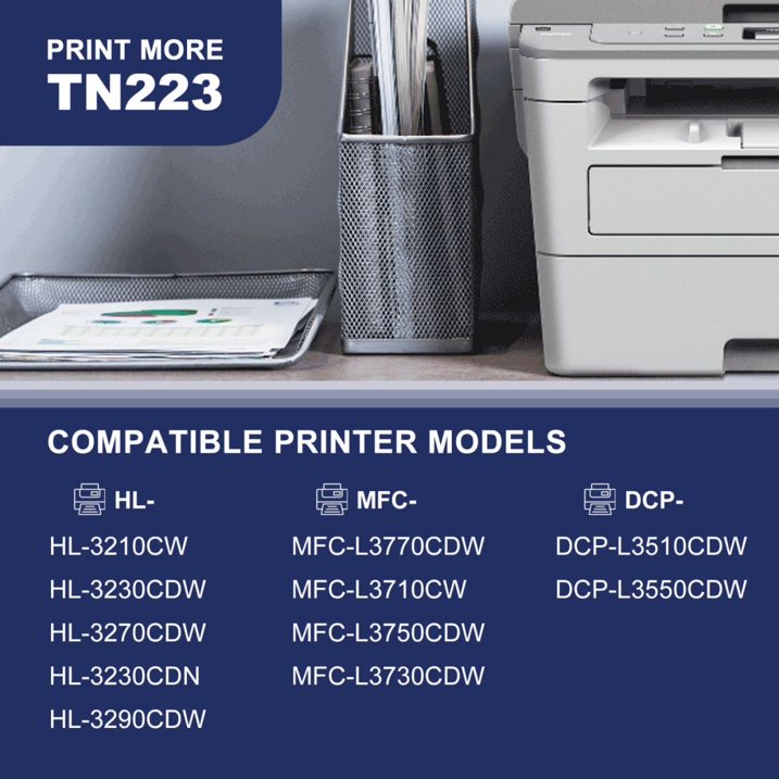 TN223 Toner Cartridge Replacement for Brother TN-223 Toner for MFC-L3770CDW Printer (4 Pack)