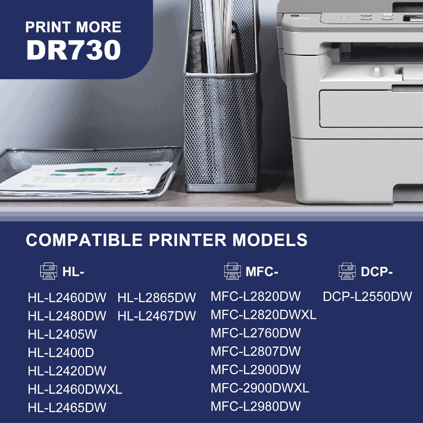 TN830XL Toner Cartridges Compatible for Brother TN 830XL Toner TN 830 for DCP-L2640dw HL-L2460dw HL-L2405w MFC-L2820dw MFC-L2760dw HL-L2480dw HL-L2465dw Printer , TN 830 XL Black ( 1 Pack)