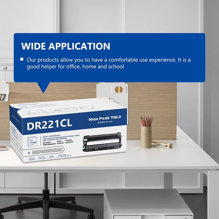 DR-221CL Drum Compatible Replacement for Brother DCP-9020CDN HL-3140CW Printer, 1BK+1C+1M+1Y
