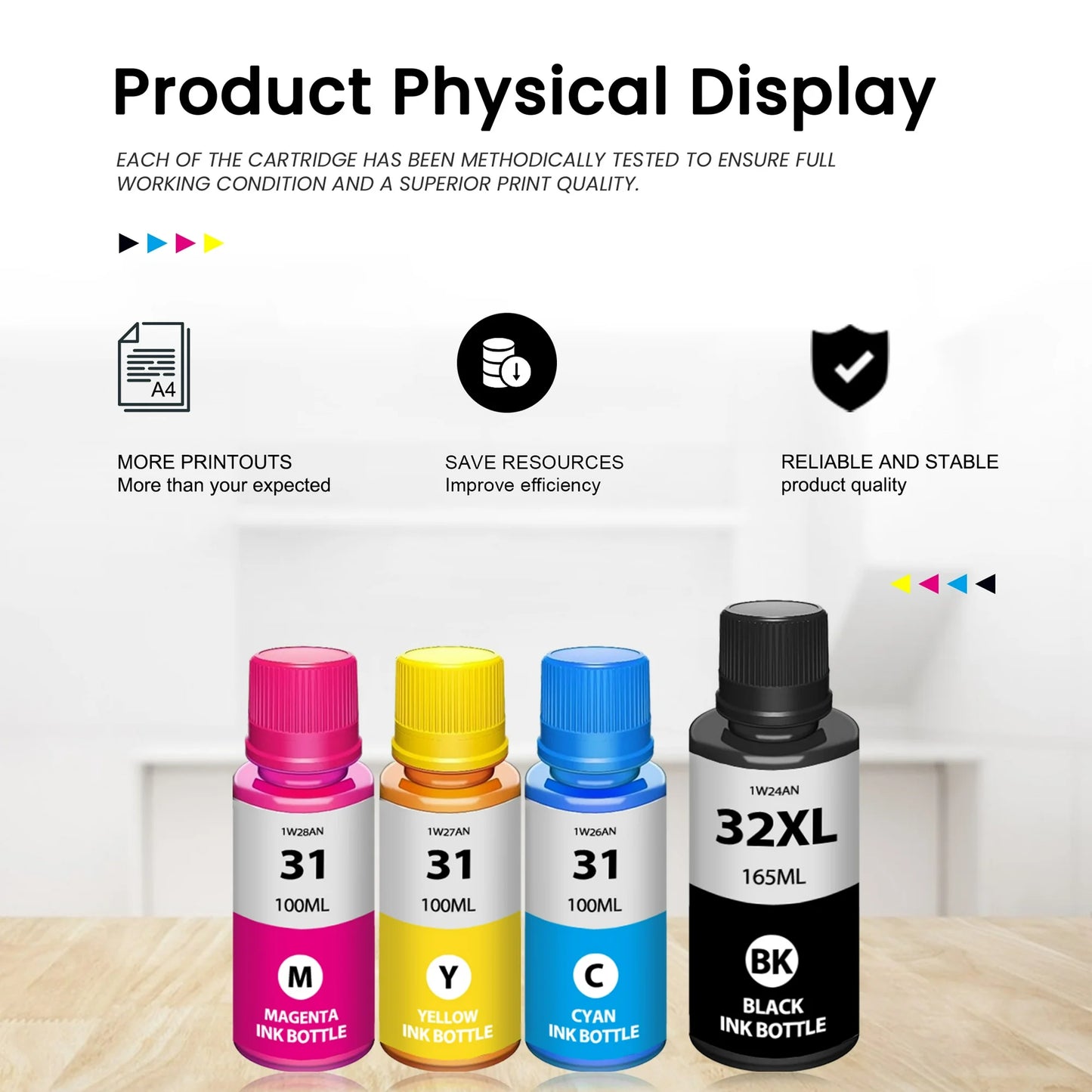 31 Ink 32XL Black Ink Bottle Set Compatible for HP 31 32 XL Ink Bottle Set for Smart Tank 651 5102 7002 Printers