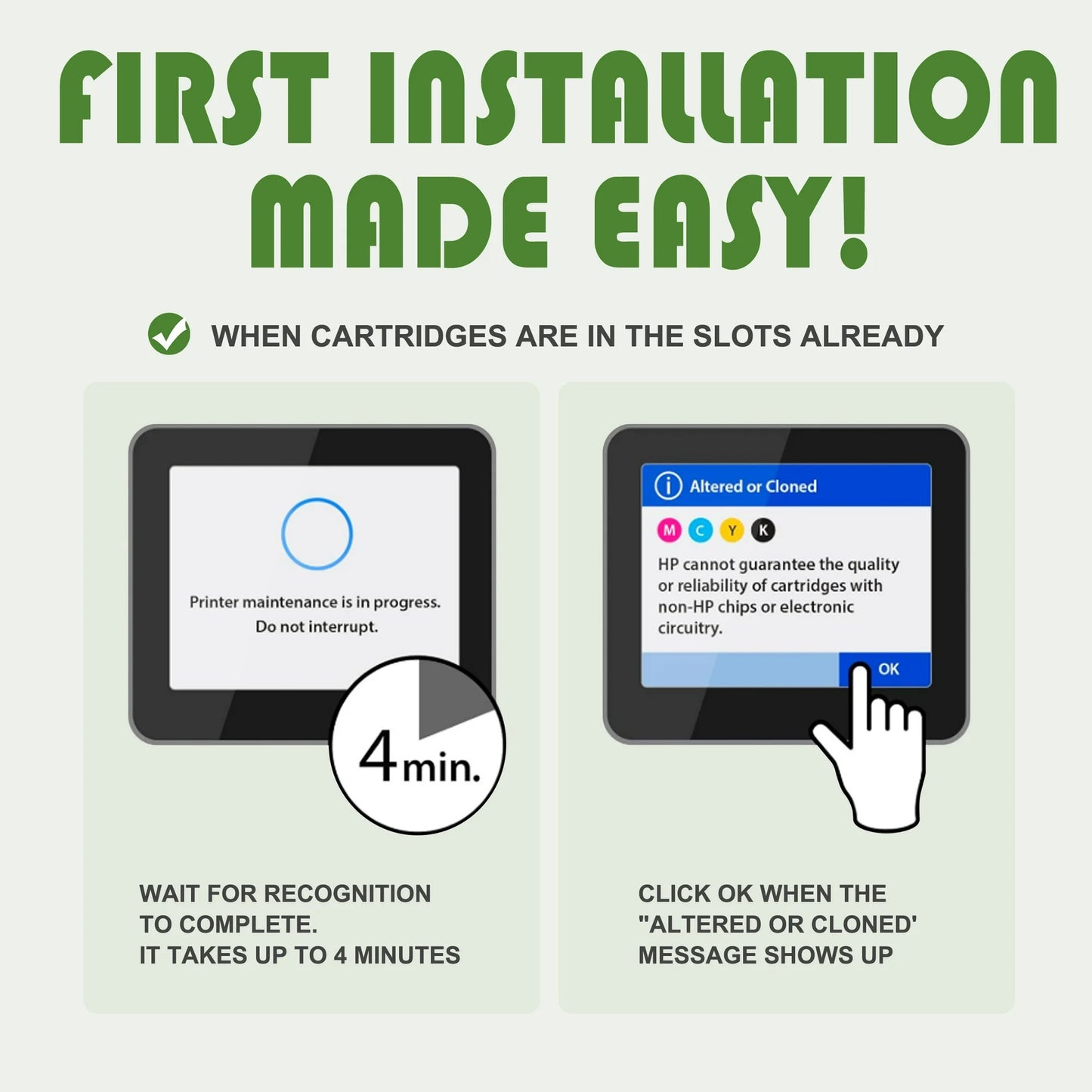 62XL Ink Black/Tri-Color Compatible for HP 62 Ink Cartridges for HP Envy 7640 Officejet 8040 Printer