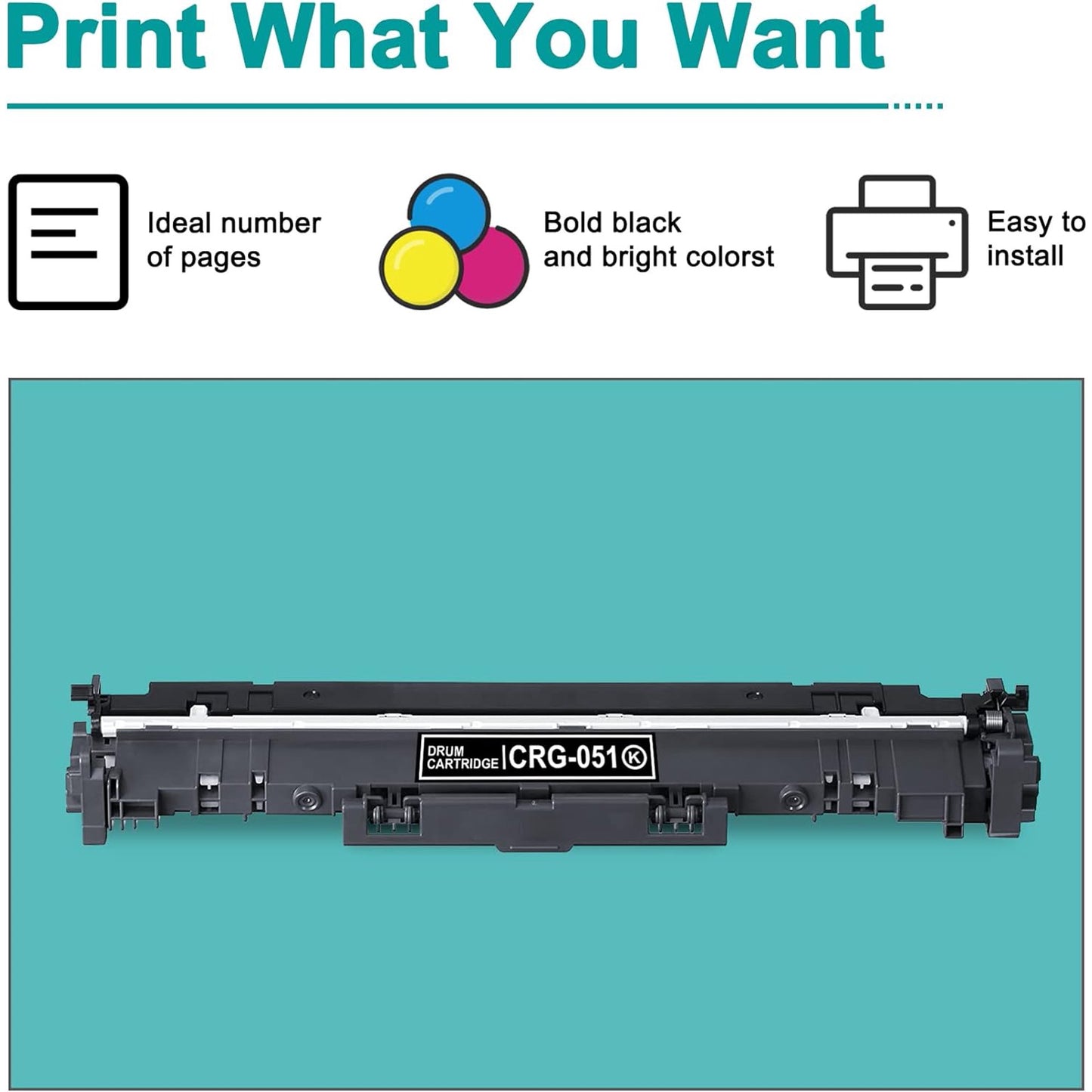 051 Drum Unit (No Toner Cartridge) : Cartridge 051 Black (2170C001) Replacement for Canon 051 ImageCLASS LBP161dw MF263dw MF264dw MF266dw Printer