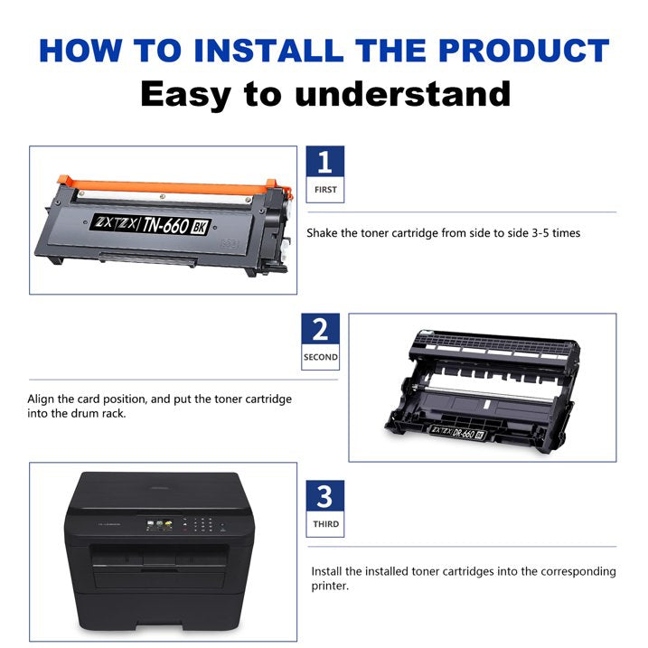TN660 Toner Cartridges for Brother TN660 TN630 Black Toner Cartridge Printer
