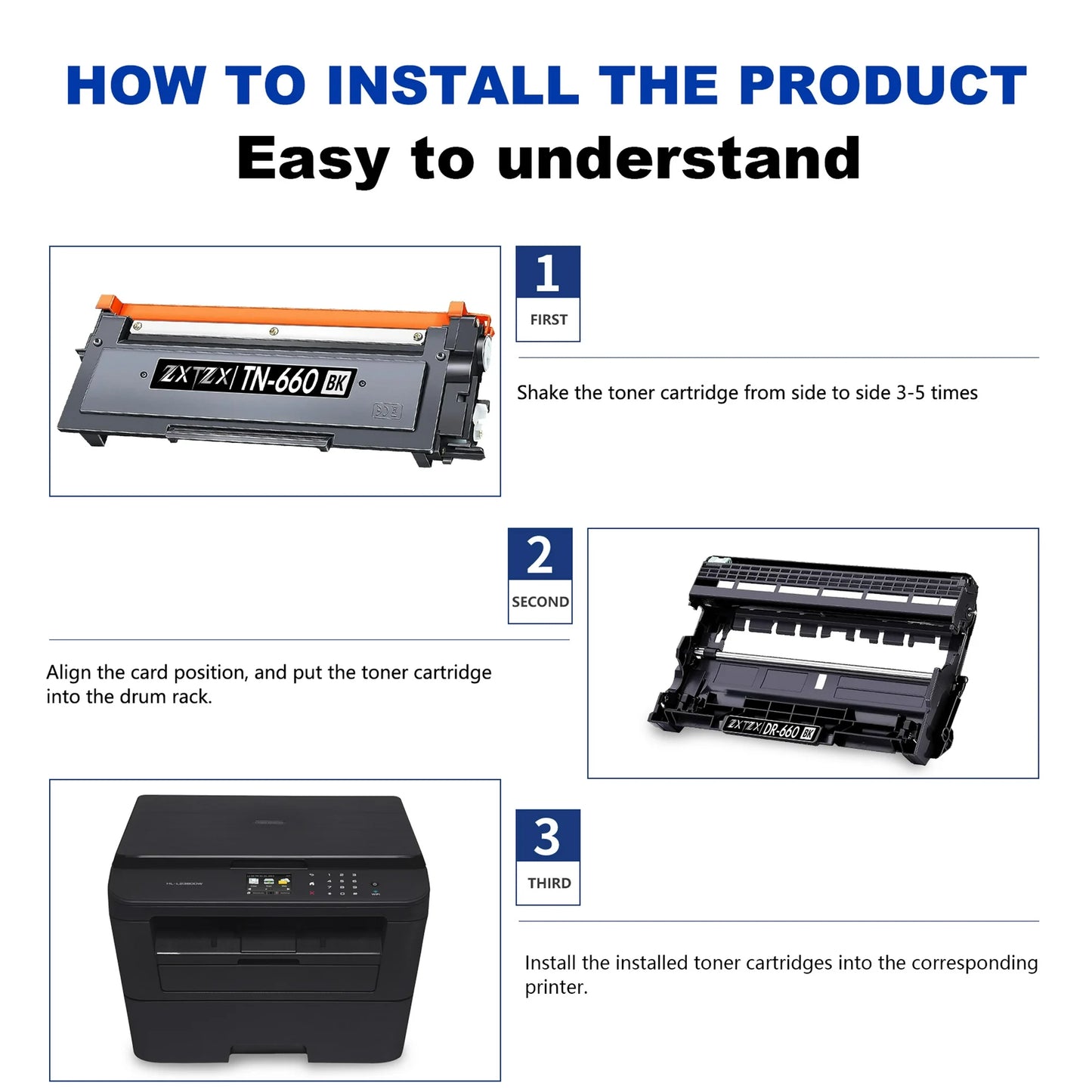 TN660 Toner for Brother TN660 TN630 Black Toner Cartridge HL-2240D MFC-7240 Printer
