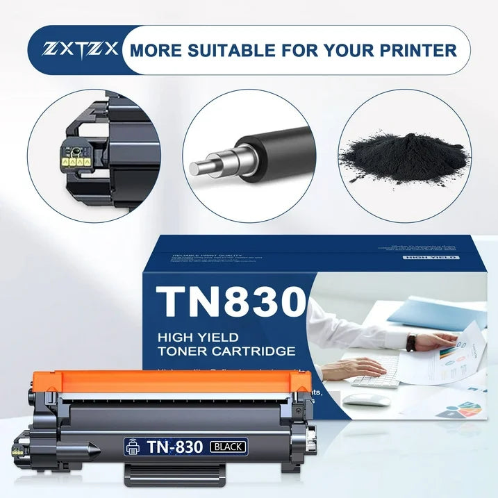 TN830 Toner Cartridges Compatible for Brother TN830 Toner cartridge For HL-L2480DW MFC-L2807DW MFC-L900DW MFC-L2820DWXL DCP-L2640DW Printer (2 Pack)