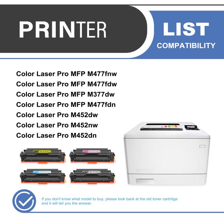 410A CF410A Toner Cartridge 4-Pack Compatible for HP 410A CF410A Toner Cartridges for Color Laser Pro M452 Series, Color Laser Pro MFP M377, M477 Series Printer (1 Black, 1 Cyan, 1 Magenta, 1 Yellow)