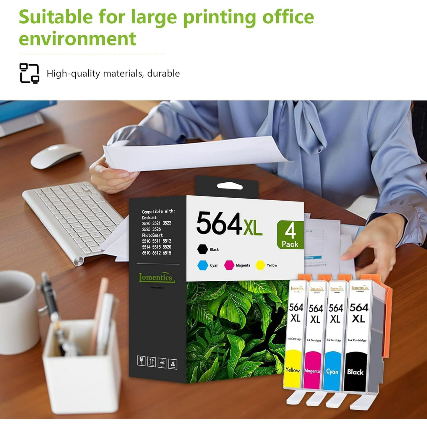 564XL Ink Cartridge (4-Pack Black/ Cyan/ Magenta/ Yellow) Compatible for HP 564 XL Ink Cartridges for DeskJet 3520 OfficeJet 4620 PhotoSmart B8550 Printer