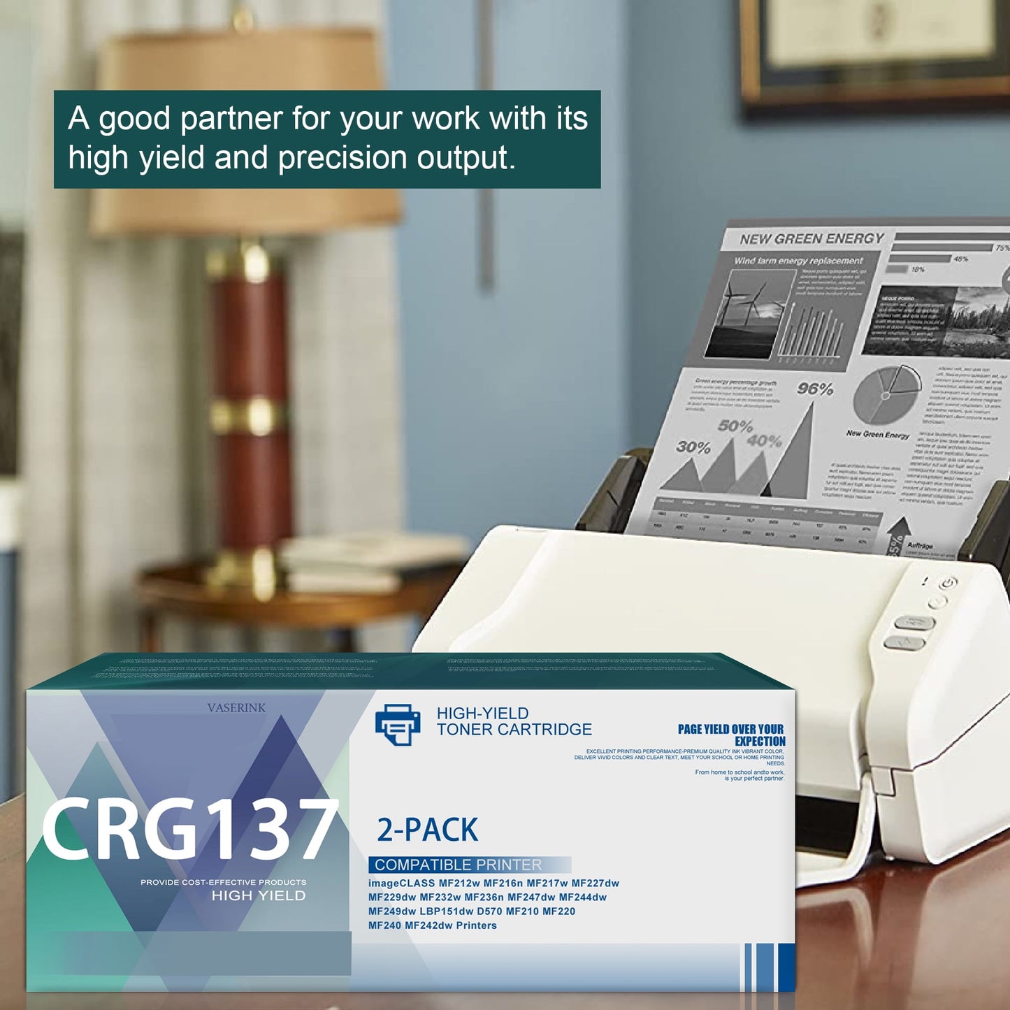 2 Pack C137 CRG137 CRG 137 Toner Cartridge Replacement for Canon 137 Toner ImageClass MF216n MF227dw MF229DW MF212W D570 Printer, Black