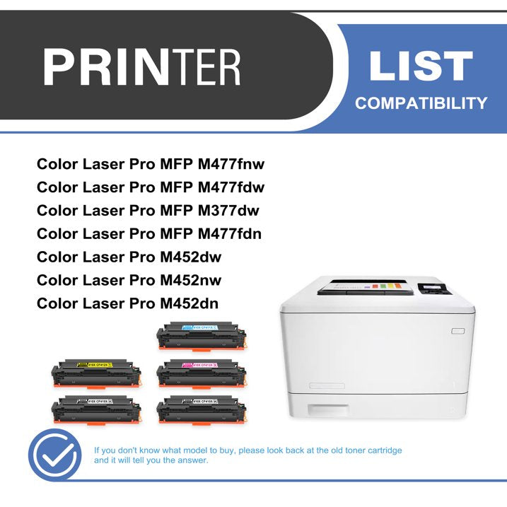 410X CF410X Toner Cartridge 5-Pack Compatible for HP 410X CF410X Toner Cartridges for Color Laser Pro M452 Series, Color Laser Pro MFP M377, M477 Series Printer (2 Black, 1 Cyan, 1 Magenta, 1 Yellow)