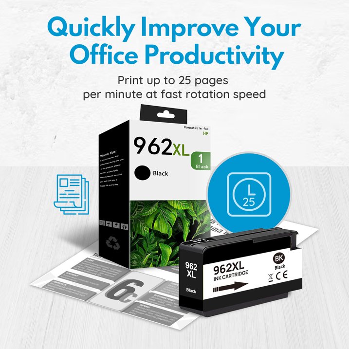 962xl 962 Ink Cartridge Compatible for HP 962 XL Ink Cartridge For 9020 9025e 9029 Printer 1-Pack