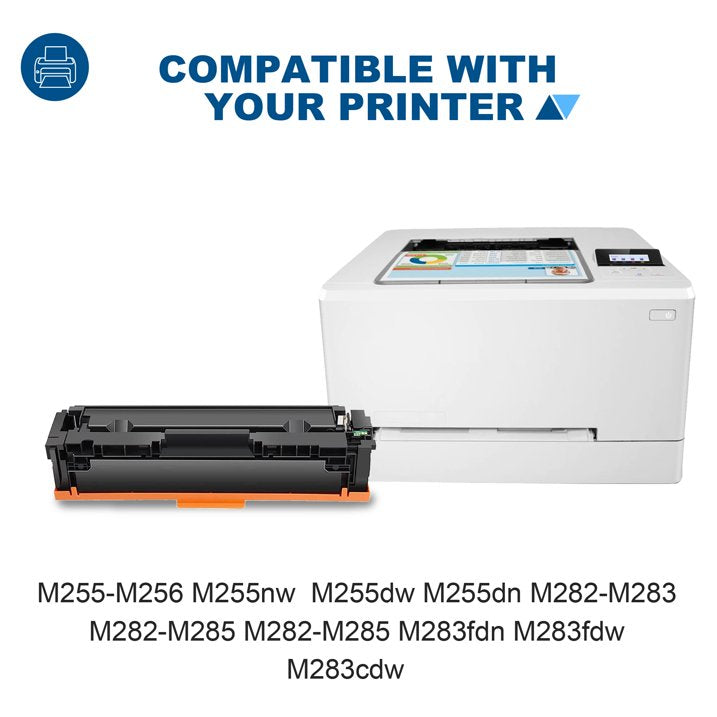206A 4Pack Toner Cartridge Black 1600 Pages Cyan Magenta Yellow 1550 Pages With Chip Compatible for HP M255dw M282nw M283fdn M283fdw Printer