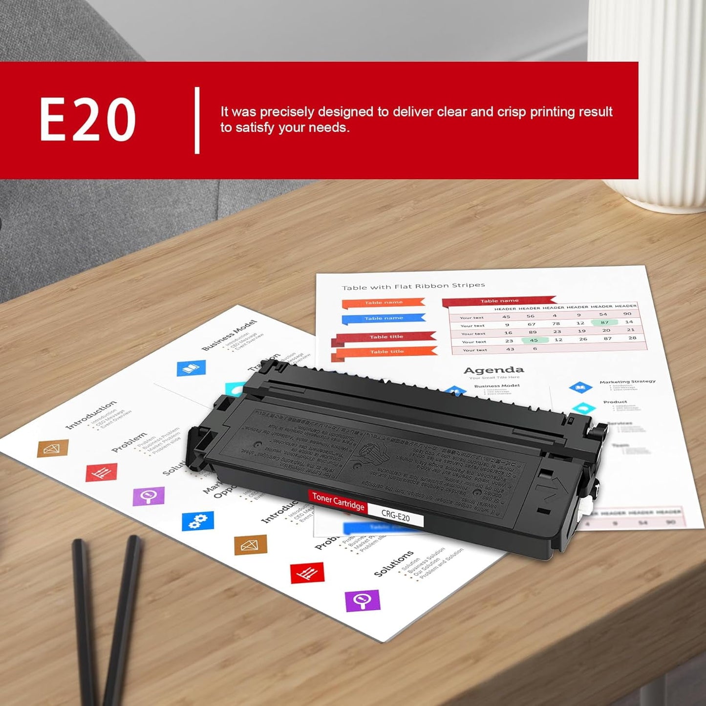 E20 High-Yield Black Toner Cartridge - PINOS Compatible E20 1492A002 Toner Replacement for Canon E20 Toner PC100 / 300 / 400 / 530 / 700 / 900 Series Printer, 1 Pack