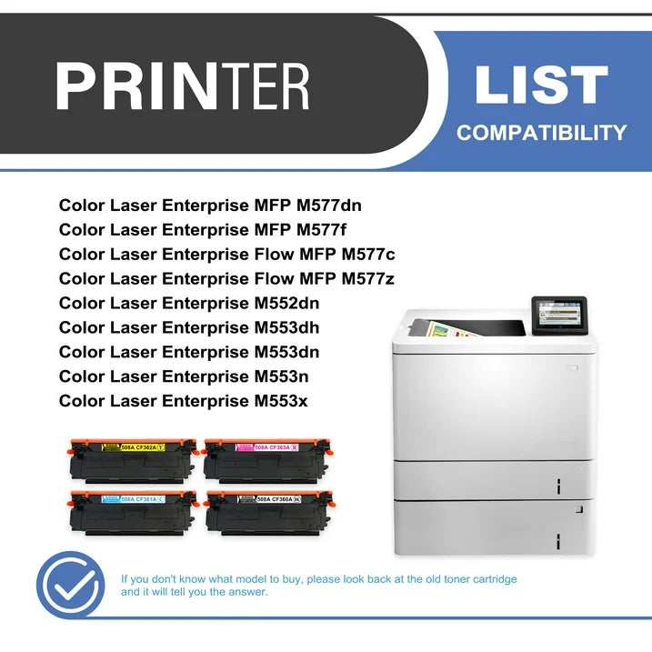 508A Toner Cartridge 4-Pack Compatible for HP 508A CF360A Toner Cartridges for Color Laser Enterprise M552, M553, Color Laser Enterprise MFP M577 Series Printer (Black,Cyan, Magenta,Yellow)