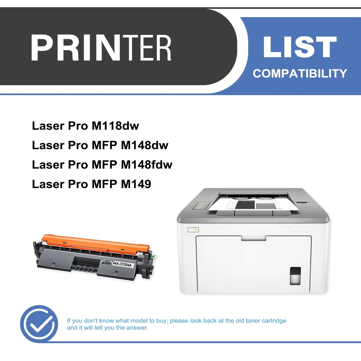 94A CF294A Toner Cartridge Black 1-Pack Compatible for HP 94A CF294A Toner Cartridges for Laser Pro M118, MFP M148, MFP M149 Series Printer