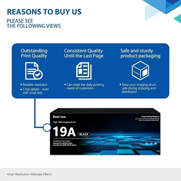 19A CF219A Drum Unit Black High Yield 2-Pack | 19A Drum Unit Compatible for HP 19A Imaging Drum 19A Ink with Pro M102 Series Pro MFP M130 Series Printer (No Toner Included)