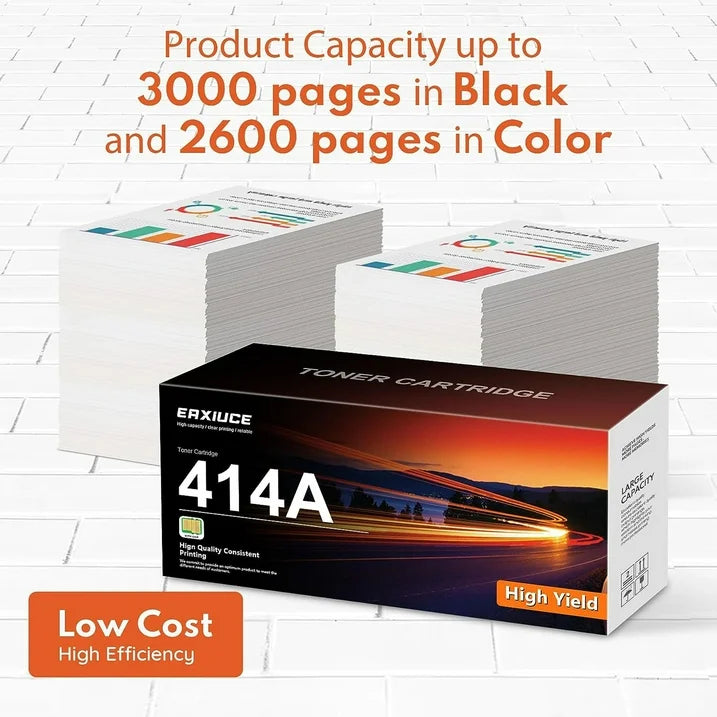 414A Toner Cartridge 5-Pack (with Chip) Compatible for HP 414A Color Pro MFP M479fdw, MFP M454dw M479fdn, MFP M454dn M480f - W2020A (BK/C/M/Y)