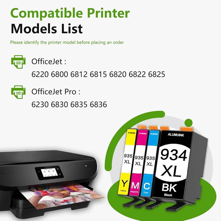 934XL 935XL Ink Cartridges Compatible for HP 934 XL 935 XL Ink Cartridges for OfficeJet 6220 Printer
