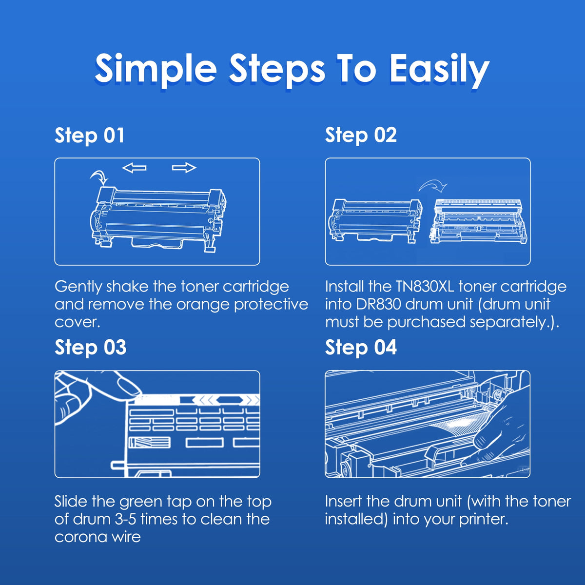 TN830XL 2 Pack Toner Cartridge for TN830XL TN830 High Yield Compatible for Brother DCP-L2640DW HL-L2460DW HL-L2480DW HL-L2400D HL-L2405W MFC-L2820DW Printer （Black）
