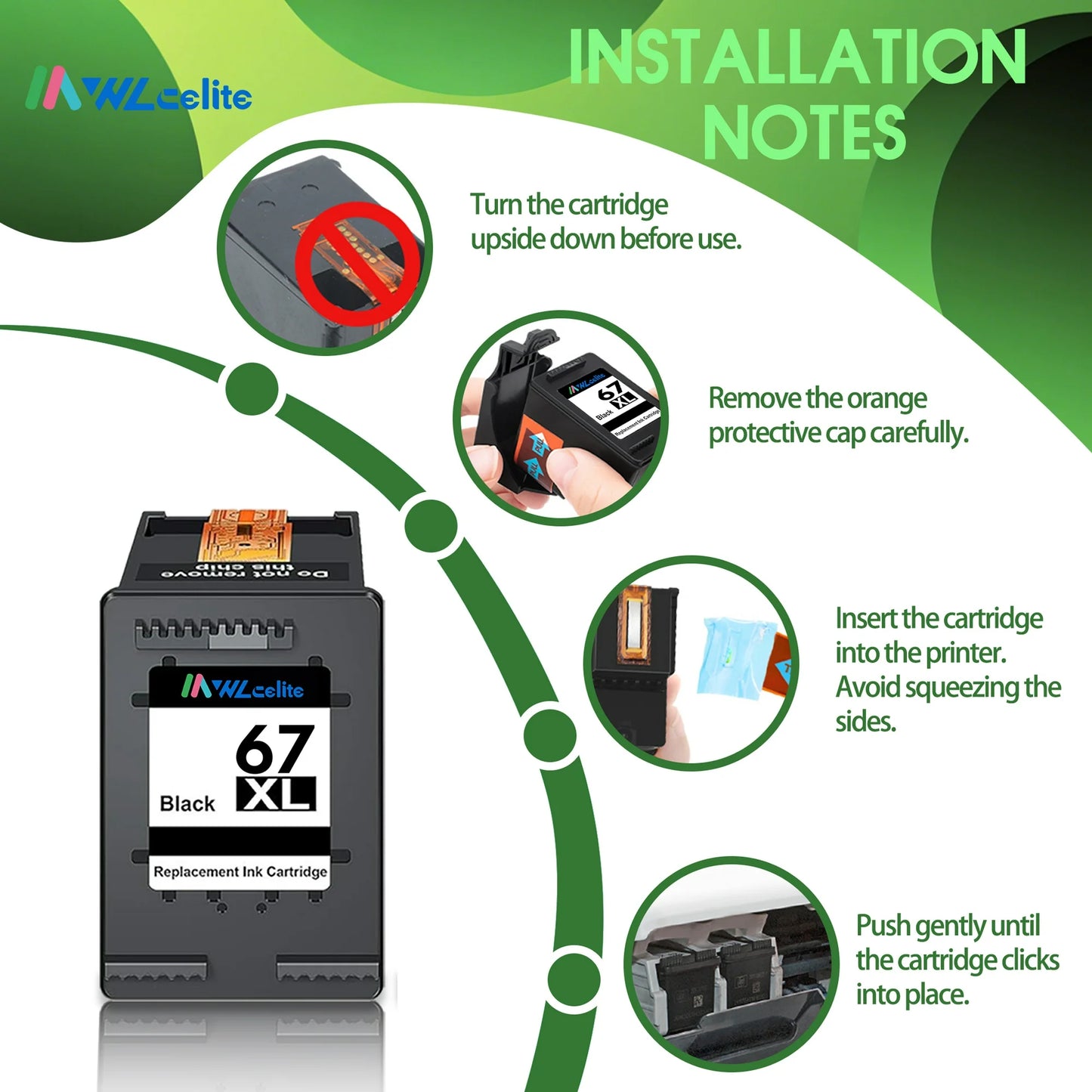 67XL Black 67 Ink Cartridge Compatible for HP 67 XL Ink Cartridges Deskjet 2778 2779 6078 6478 Envy 6020e 6022e 6030e (1 Pack)