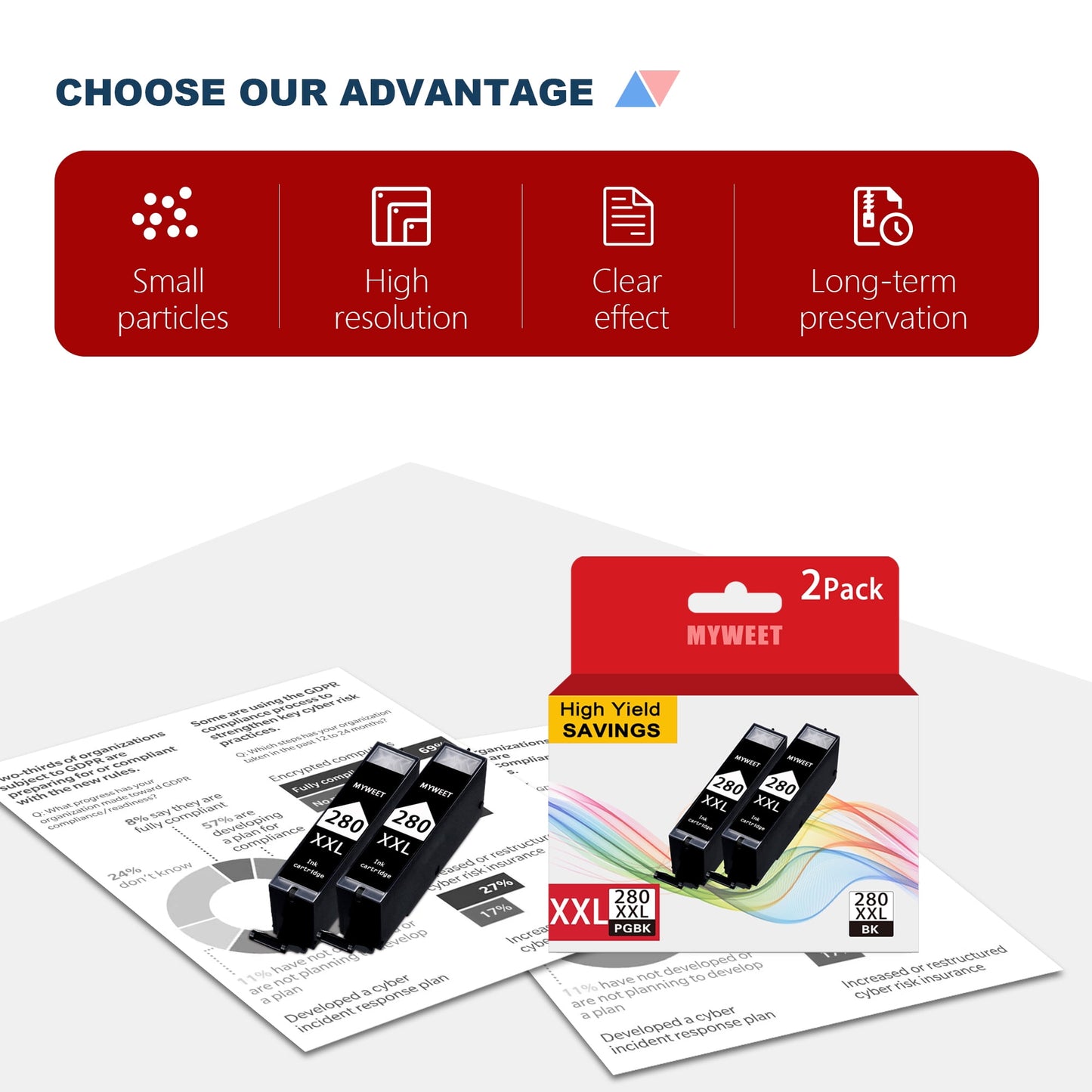 PGI-280XXL Ink Cartridge 2 PGBK Value Pack Compatible with Canon 280 280xxl Ink Cartridge work for Canon TR8620a TR8620 TS9520 TS9521C TR8520 TS8220 Printers