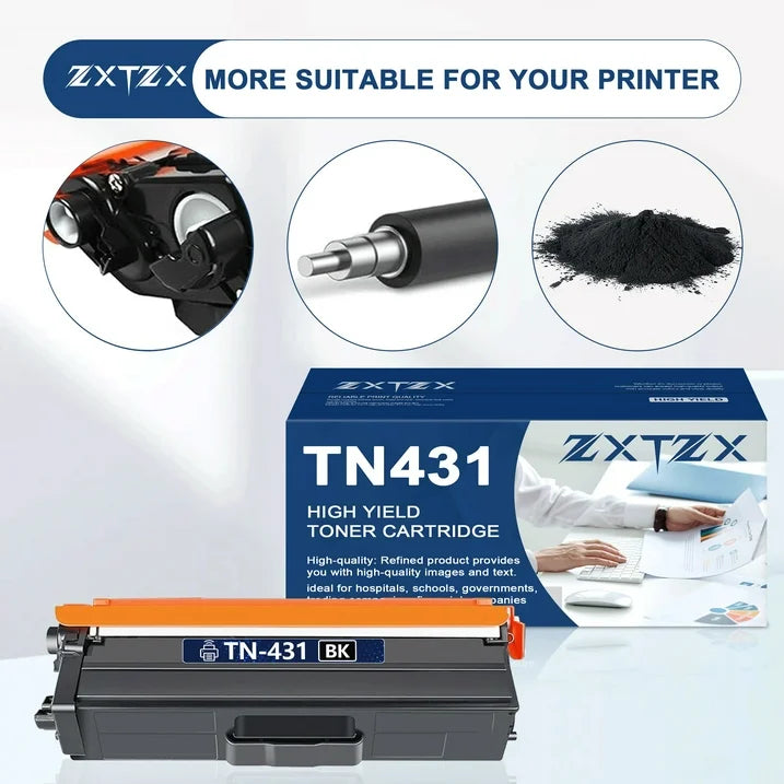 TN431 Toner Compatible for Brother TN431Black Toner Cartridges for L8360CDWT L8610CDW Printer 2 Pack