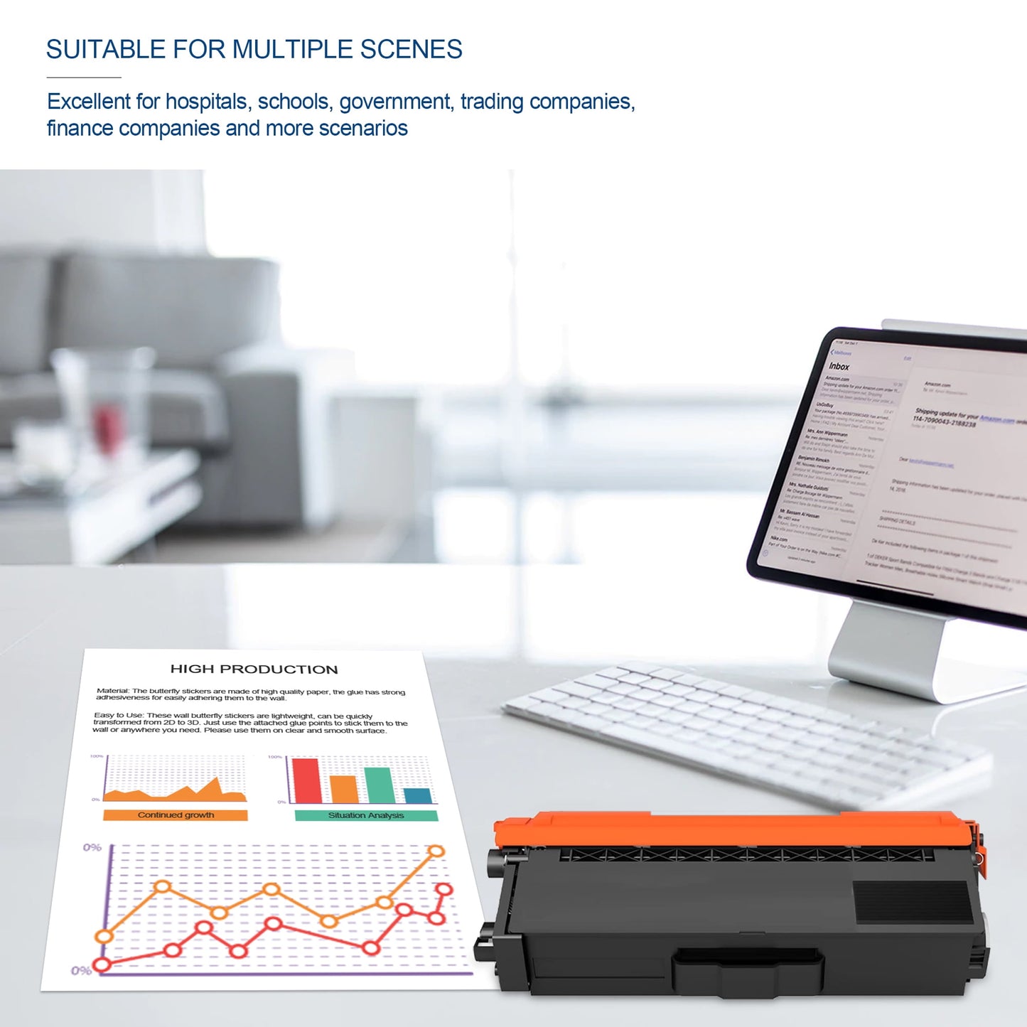 TN433 TN-433 High Yield Toner Cartridge 1 Pack Cyan Compatible for Brother HL-L8260CDW L8360CDW MFC-L8900CDW L9570CDW Printer Cartridge