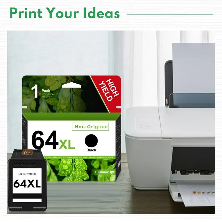 64XL Ink Cartridges Black Compatible for HP 64 Ink for Envy7858 7155 7255e Printer(1 Pack)