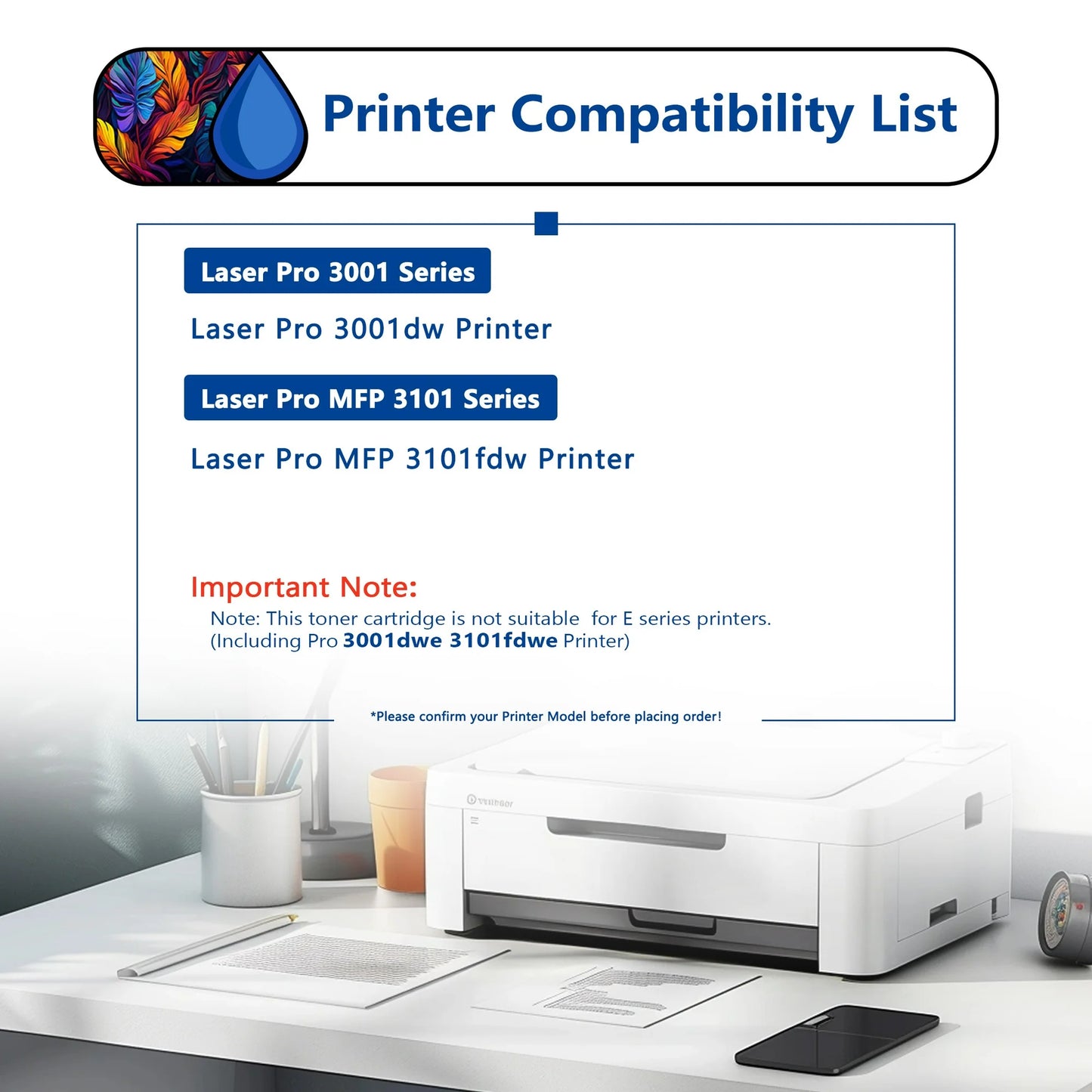 138X Toner Cartridge 1 Pack Compatible for HP 138X W1380X Black Toner Cartridges for Laser Pro 3001, MFP 3101 Series Printers