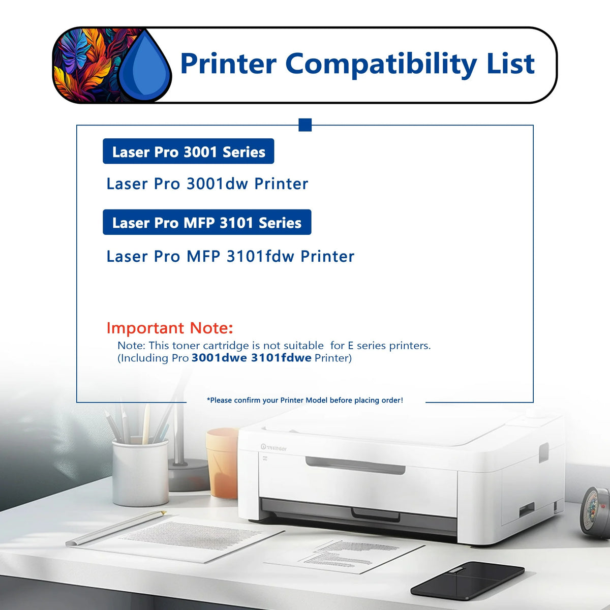138A Toner Cartridge 1 Pack Compatible for 138A W1380A Black Toner Cartridges for Laser Pro 3001, MFP 3101 Series Printers