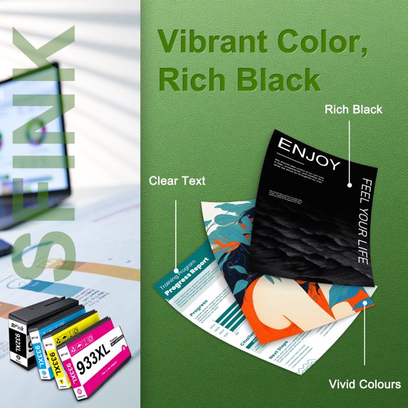 932XL 933XL (4-Pack 1BK/1C/1M/1Y) Ink Cartridge Compatible for HP932XL 933XL Ink Cartridges for OfficeJet 7620 7612 7510 6100 6600 6700 7110 7610 Printers