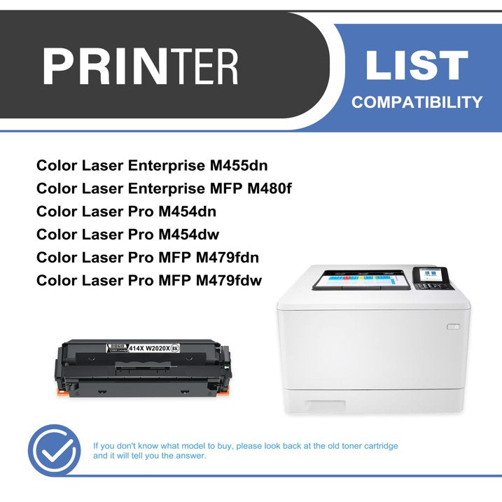 414X W2020X Toner Cartridge Black 1-Pack Compatible for HP 414X W2020X Toner Cartridges for Color Laser Enterprise M455dn, MFP M480f; Color Laser Pro M454, MFP M479 Series Printer