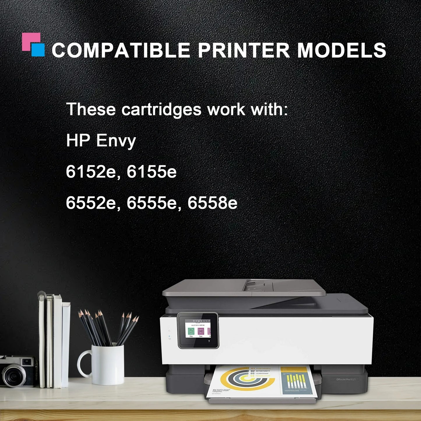 68 Ink Compatible for HP 68 Black Tri-Color Ink Cartridge for Envy 6100e 6500e Series(2 Pack)