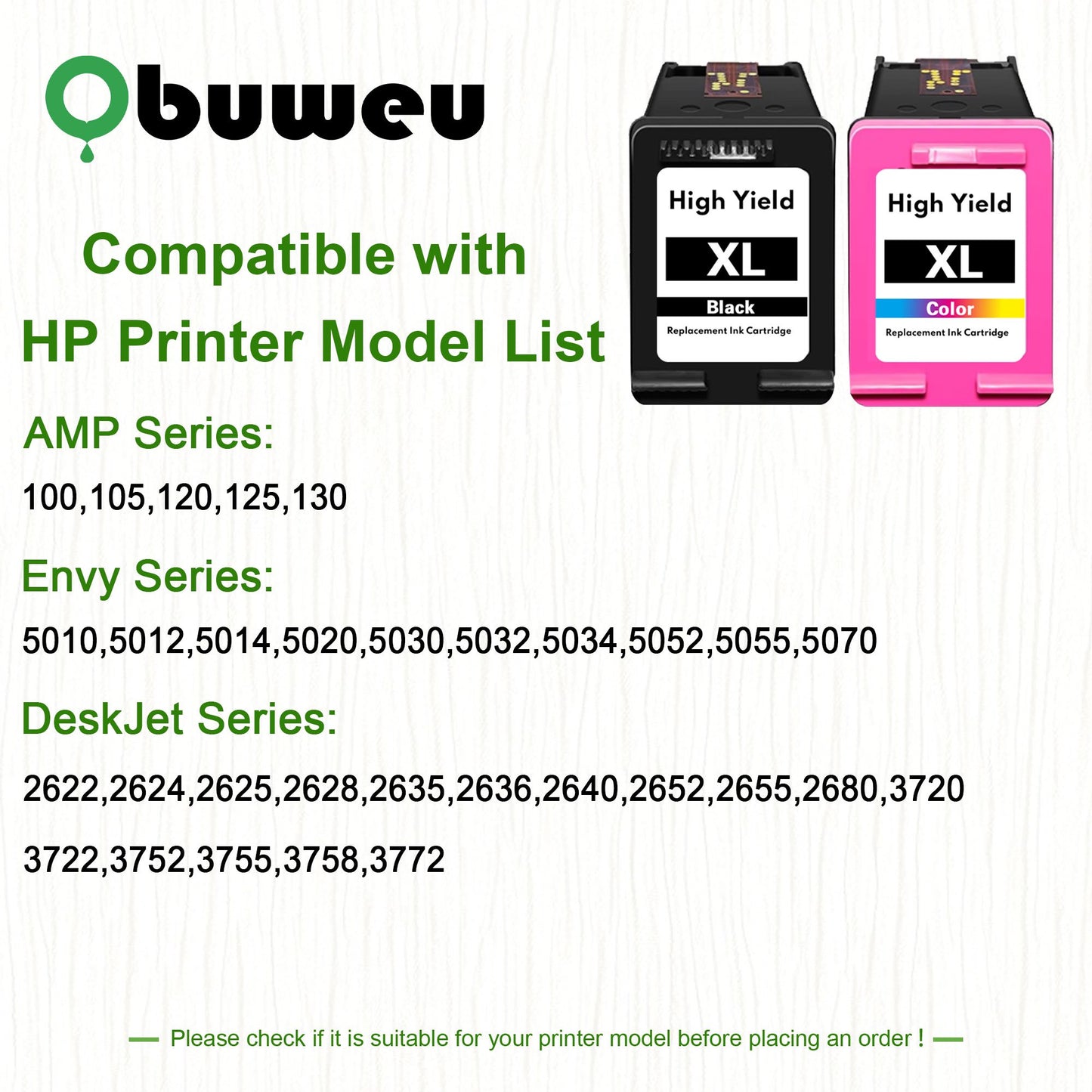 65XL Ink Cartridge 2-Pack Black/Tri-Color Compatible for HP 65 Ink Cartridges for HP AMP 100 DeskJet 2600 3700 2622 ENVY 5000 5010