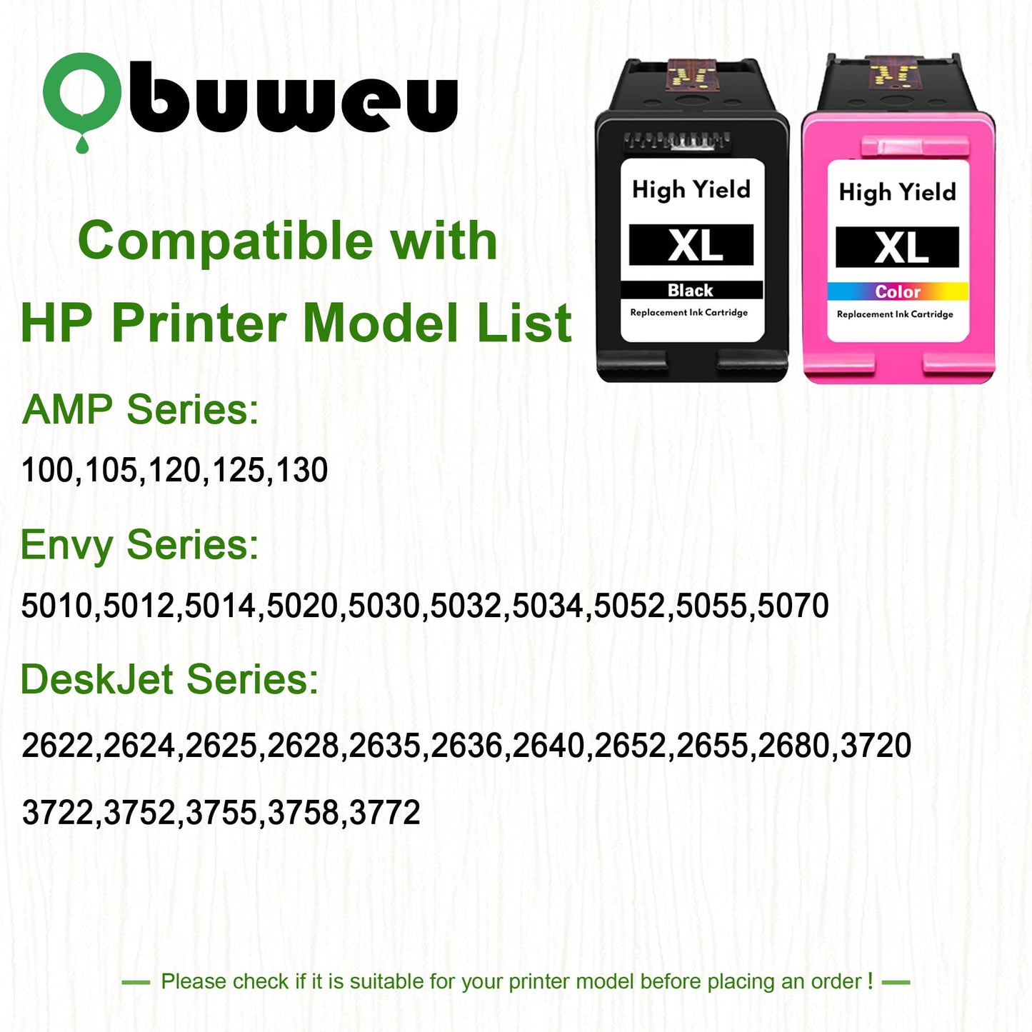 65XL Ink Cartridge 2-Pack Black/Tri-Color Compatible for HP 65 Ink Cartridges for HP AMP 100 DeskJet 2600 3700 2622 ENVY 5000 5010