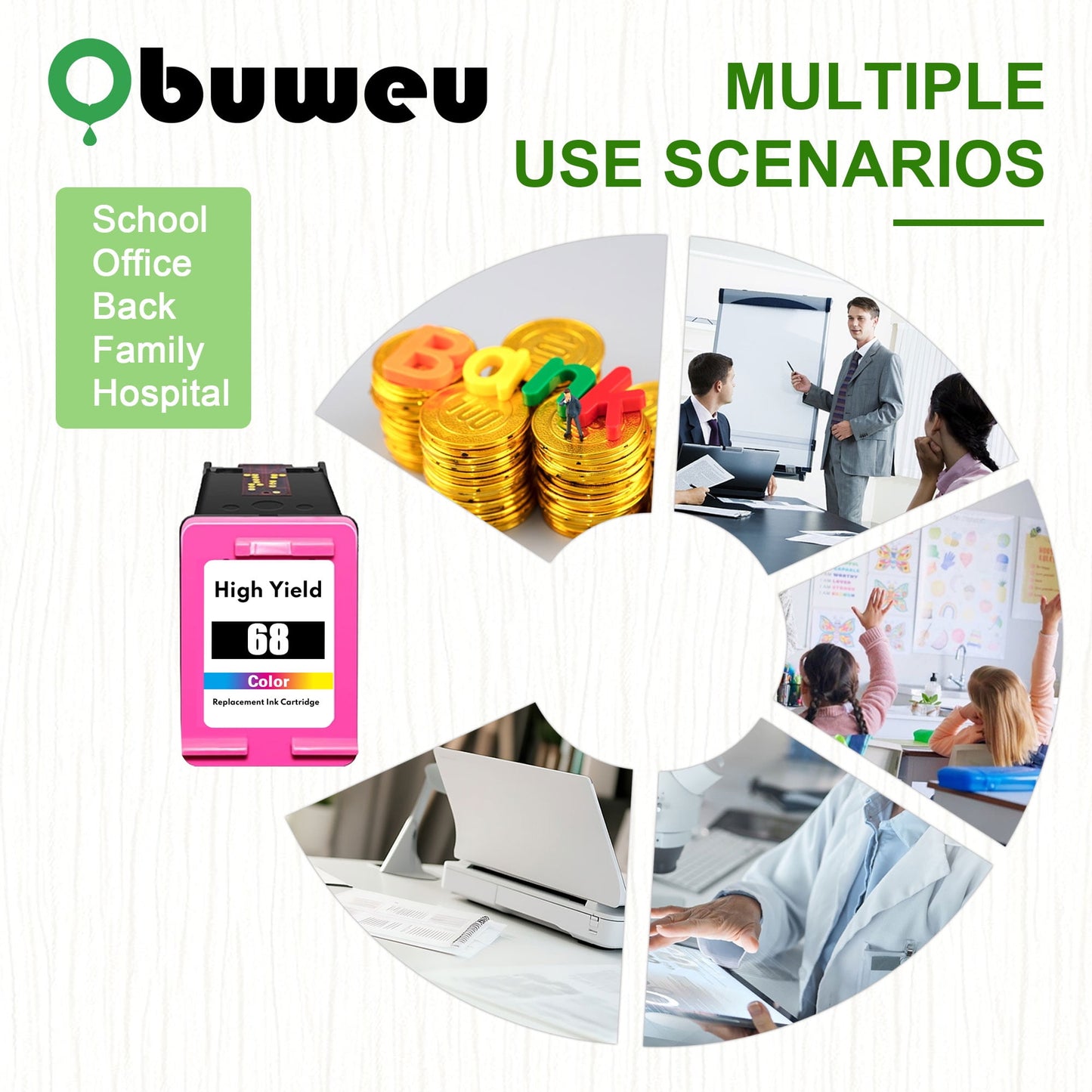 68 Ink Cartridge 1-Pack Tri-Color Compatible for HP 68 Ink Cartridges for Envy 6552e 6555e 6155e 6152e 6558e 6552e 6555e Printers