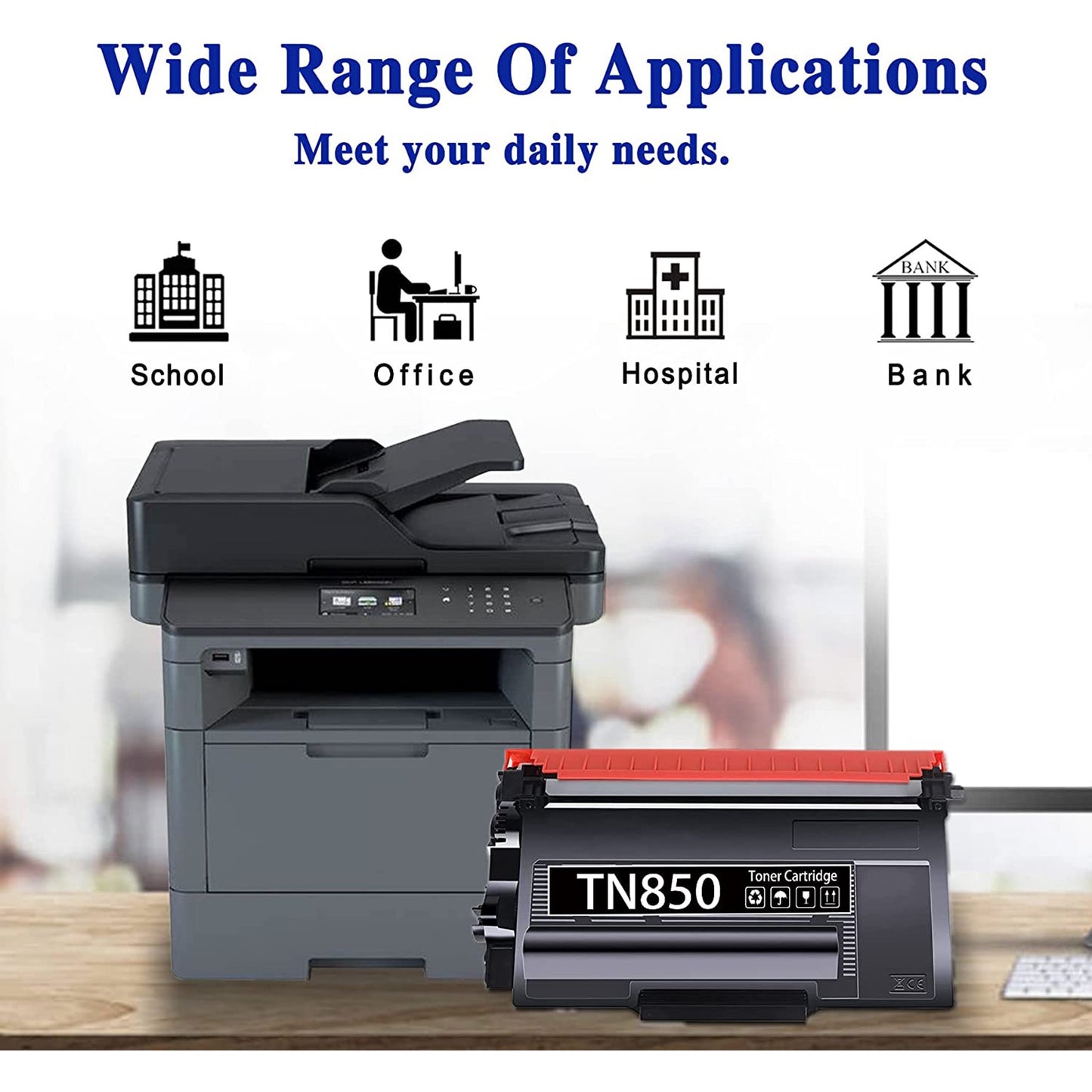 Compatible Toner & Drum Cartridge Replacement for Brother TN850 / DR820 (Toner 1-Black,Drum 1-Black)