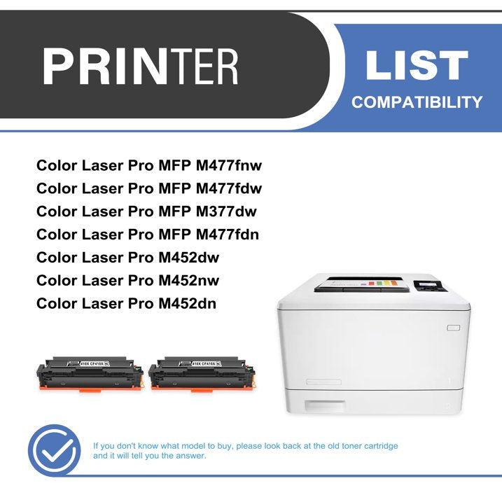410X CF410X Toner Cartridge 2-Pack Compatible for HP 410X CF410X Black Toner Cartridges for Color Laser Pro M452 Series, Color Laser Pro MFP M377, M477 Series Printer
