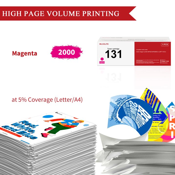 Magenta 131 Toner Replacement for Canon 131 Toner Cartridge for MF8280Cw MF624Cw Printer