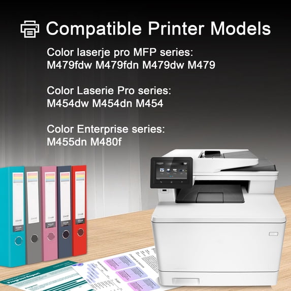 414X Toner Cartridges 4 Pack (with Chip) Compatible for HP414X 414A for Color Laserjet Pro MFP M479fdw M479fdn M479dw Pro M454dw M454dn M479 M454 Printer Ink W2020X W2020A (1BK+1C+1M+1Y)