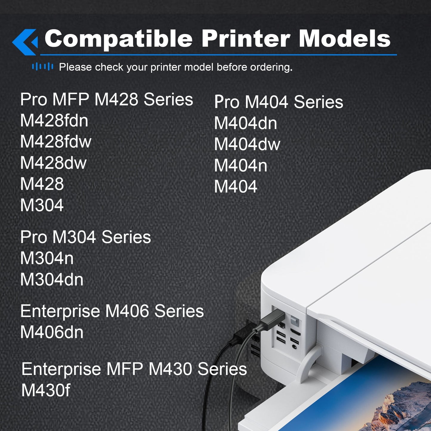 CF258X 58X Toner Cartridge Black Compatible for HP 58X CF258X 58A CF258A Toner Cartridge for HP Laserjet Pro M404n M404dn MFP M428fdw M428fdn M428dw Printer Ink 2 Pack