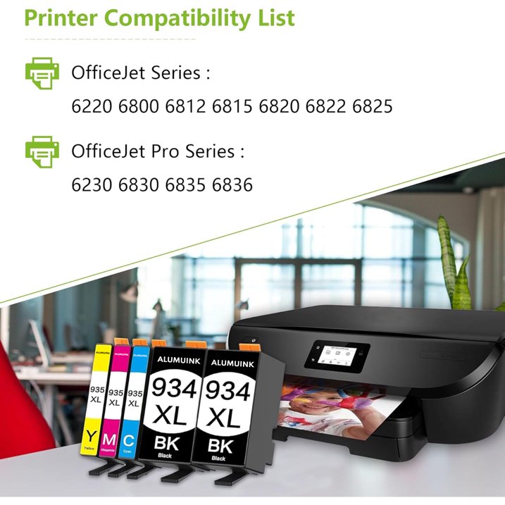 934 XL 935 XL Ink Combo Pack Compatible for HP 934 935 XL Ink Cartridges for OfficeJet 6220 Printer