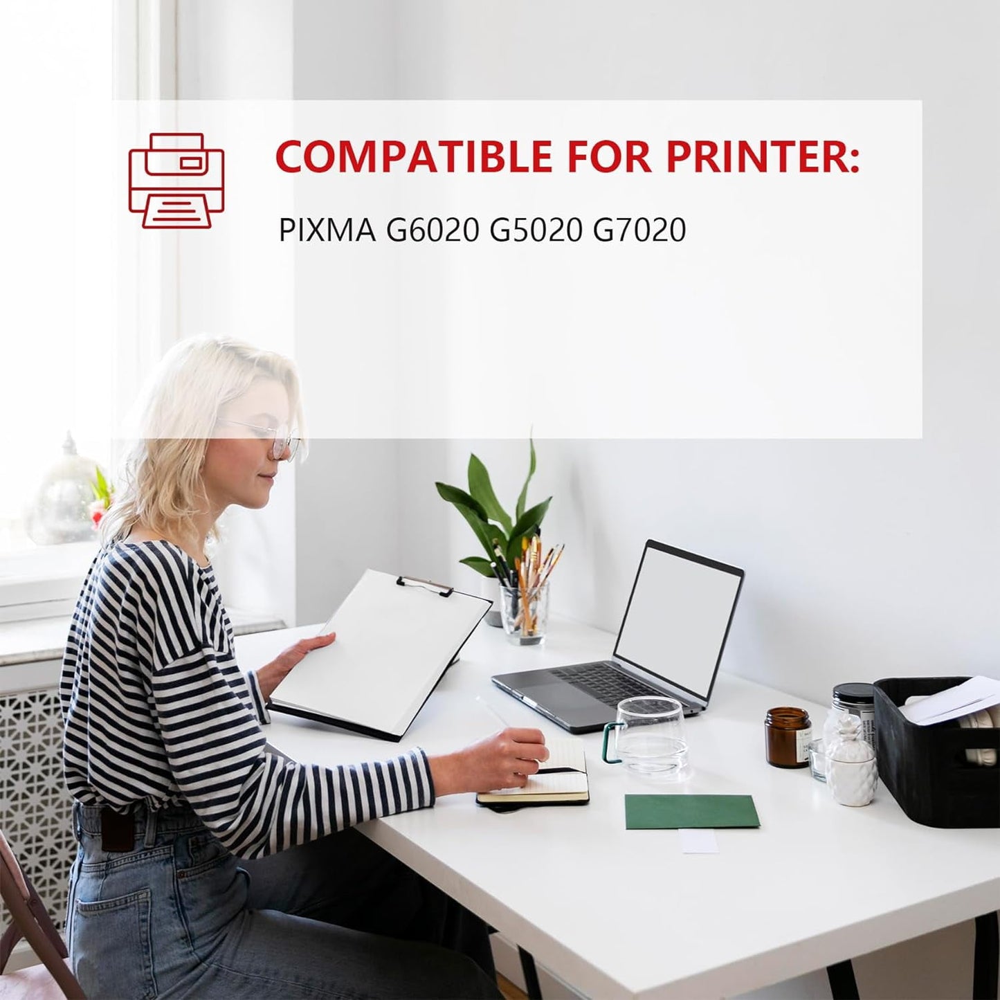 GI-20 Ink Bottle (4-Pack,1Black 1Cyan 1Magenta 1Yellow) - GI20 Ink Replacement for Canon PIXMA G6020 G5020 G7020 Printer