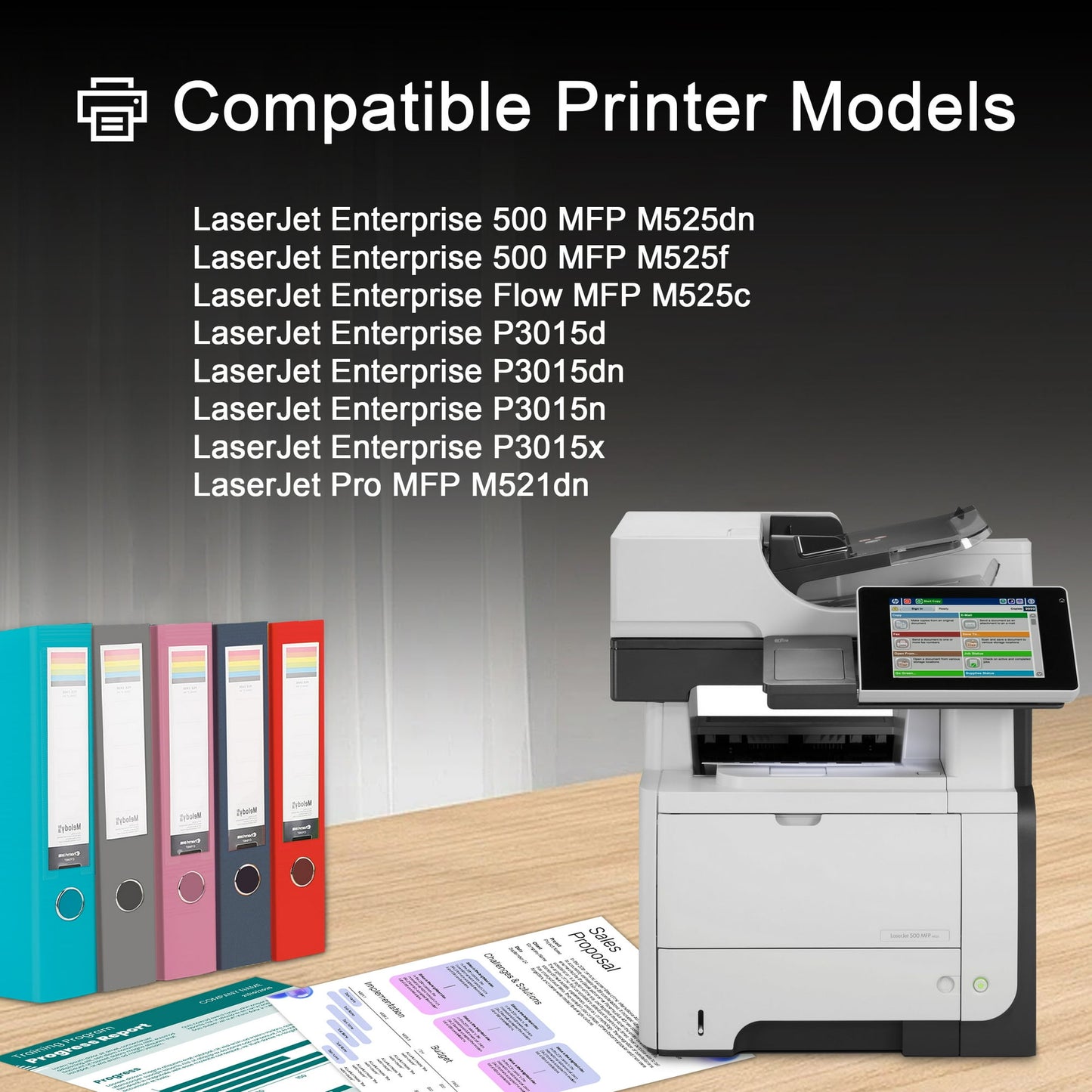 55A 2 Pack Toner Cartridges Compatible for HP 55A CE255A for LaserJet Enterprise 500 MFP M525 Series, Laser Enterprise P3015 Series, Laser Pro MFP M521 Series Printer ( Black)