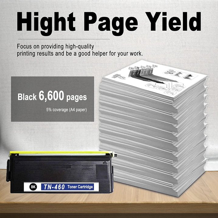 Compatible TN460 TN-460 Toner Cartridge Replacement for Brother DCP-1200 1400 HL-1440 1450 1435 1270N 1240 MFC-8300 8500 P2500 IntelliFax-4100e 4750e 4100 5750 Printer (Black,1-Pack)