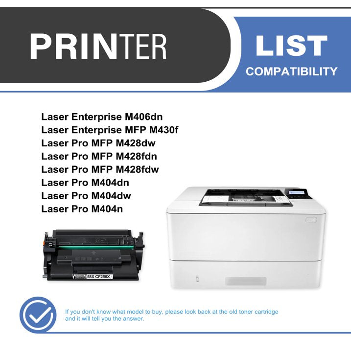 58X CF258X Toner Cartridge Black 2-Pack Compatible for 58X CF258X Toner Cartridges for Laser Enterprise M406, MFP M430 Series, Laser Pro M404,MFP M428 Series Printer