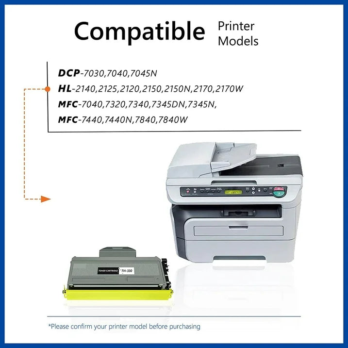 TN-330 Black Toner Cartridge Compatible for Brother TN330 Toner Cartridge for MFC-7840W 7440 Printer