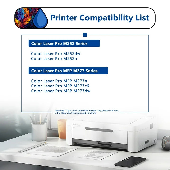 201X Toner Cartridge 5 Pack Compatible for HP 201X CF400X CF401X CF403X CF402X For Color Laser Pro M252, Color Laser Pro MFP M277 Series Printers | 2Black, 1Cyan, 1Magenta, 1Yellow